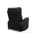 Black Leather Single Manual Recliner Sofa